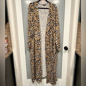 Long Leopard Print Cardigan